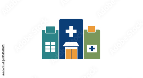 Healthcare Building Icons for Medical and Hospital Services