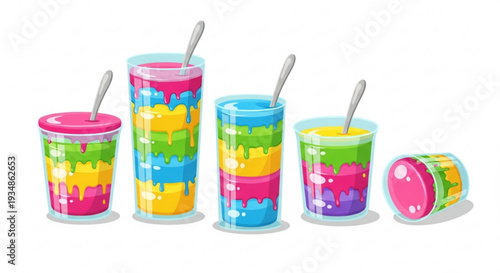Colorful ice cream cups with spoons layered dessert cups rainbow dessert cups ice cream sundae cups