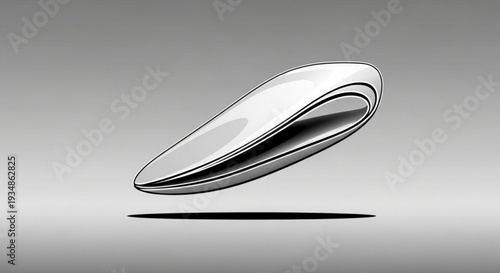 Floating sleek silver ring with shadow on gradient background