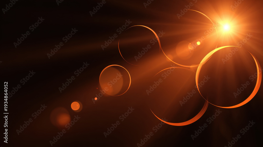 custom made wallpaper toronto digitalGlowing orange lens flare with overlapping circular bokeh and radiant light streaks creating warm abstract background