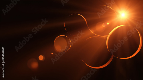 Wallpaper Mural Glowing orange lens flare with overlapping circular bokeh and radiant light streaks creating warm abstract background Torontodigital.ca