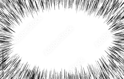 迫力のあるモノクロの集中線・スピード線背景