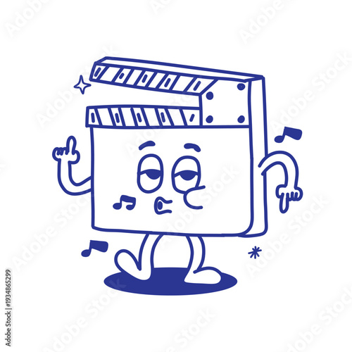 clapperboard retro cartoon character illustration