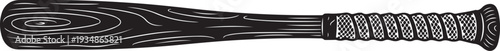 Black and silver baseball bat with wooden texture details