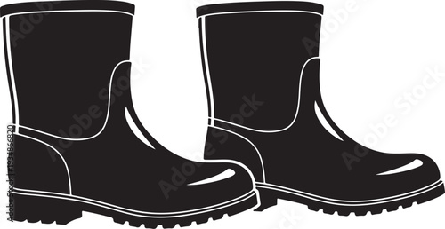 Black Rubber Wellies Boots for Rainy Weather Conditions Outdoors