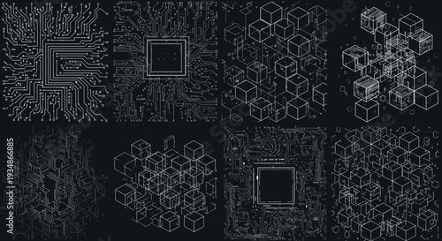 Collection of digital abstract geometric patterns and designs