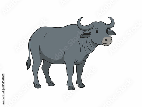 Water buffalo cartoon illustration isolated on white background