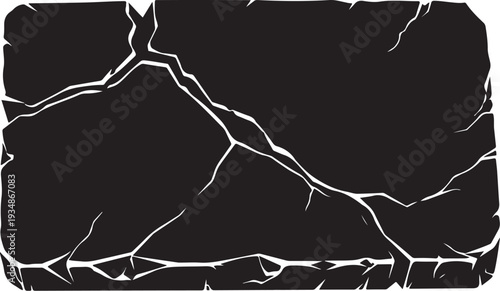 Cracked Black Background with White Lines and Texture