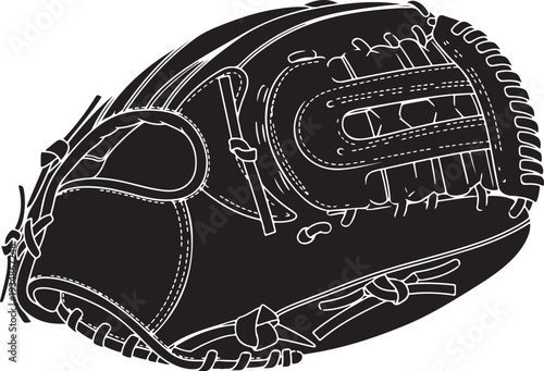 Black Baseball Catcher's Mitt with White Stitching and Laces