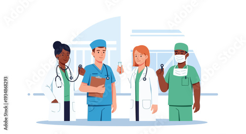 Diverse Medical Professionals Standing Together.
