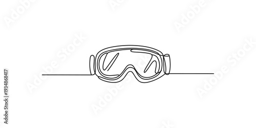 Continuous line drawing of winter ski goggles for snow sports and outdoor activities