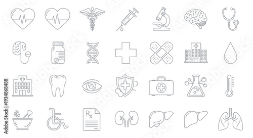 Medical Icons Representing Healthcare and Medicine.