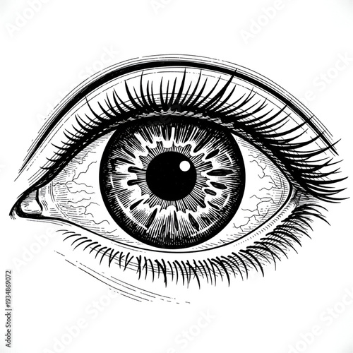 Retro ocular anatomy engraving vector on white background