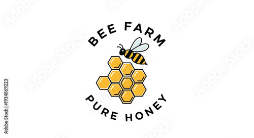 Bee Farm Pure Honey Logo Design.
