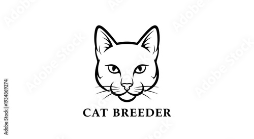 Cat Breeder Logo Design with Feline Face.
