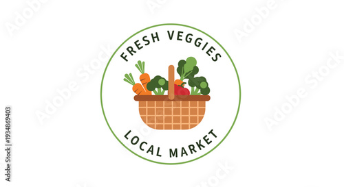 Fresh Vegetables in Basket Logo Design.