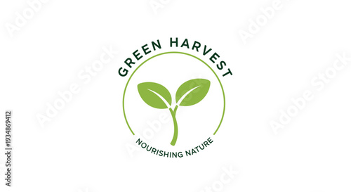 Green Harvest Logo with Sprouting Seedling.