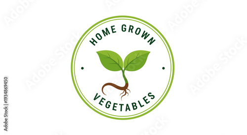 Home Grown Vegetables Logo with Seedling.