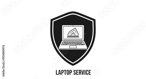 Laptop Service Shield Logo Design.