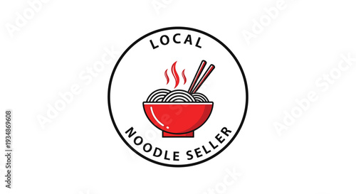 Red Bowl of Noodles with Chopsticks.