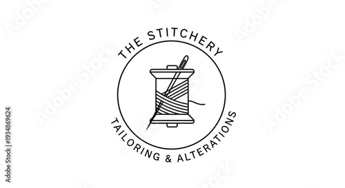 Tailoring Alterations Logo with Sewing Machine.