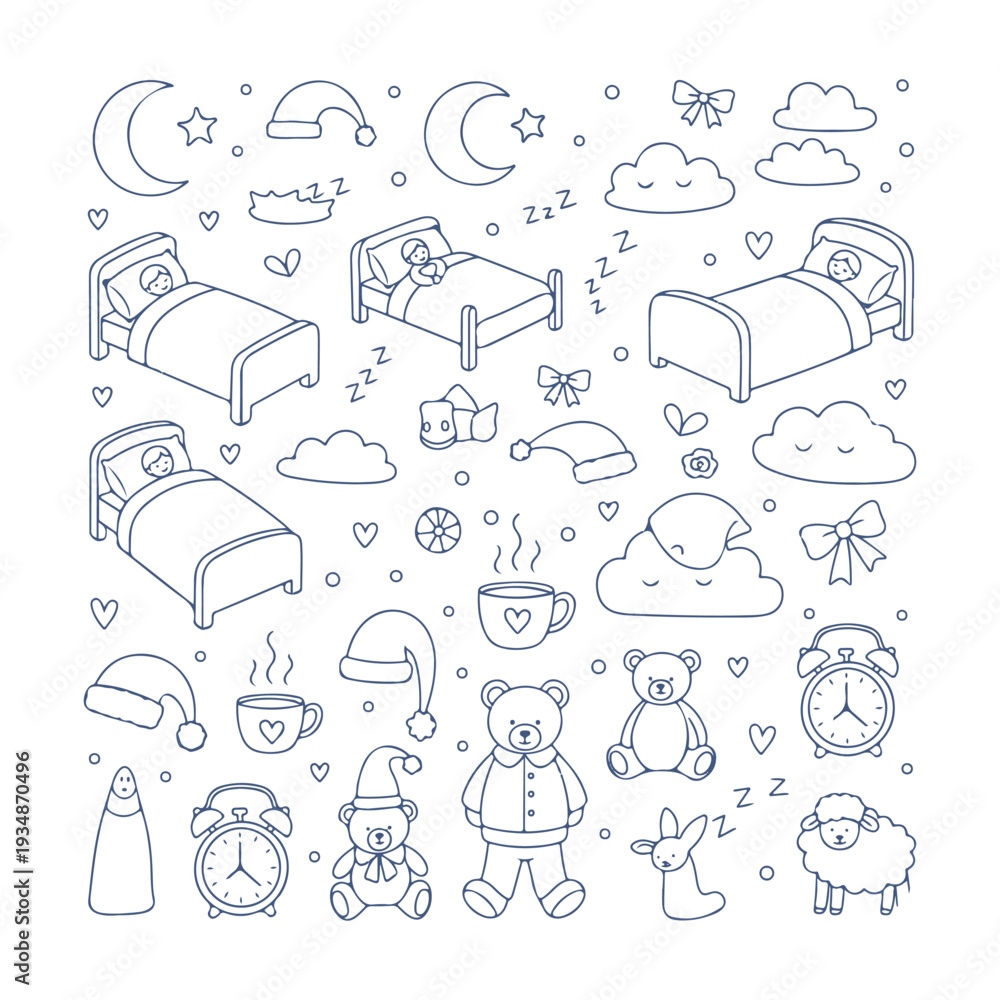 Fototapeta premium dream doodle set vector icon Vector doodle set on a white background