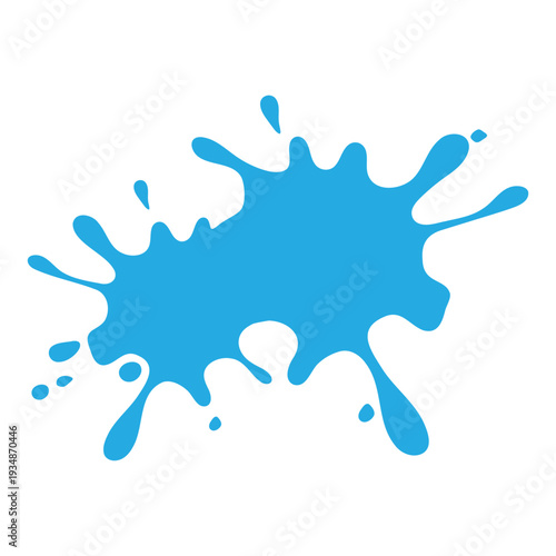 A vibrant blue liquid splash with a dynamic, irregular shape, suggesting movement and energy against a clean white background
