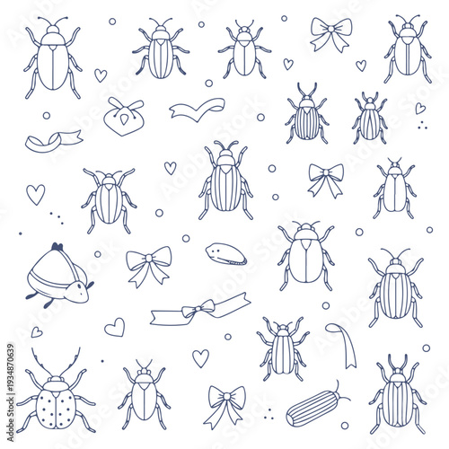 beetles set vector icon
Vector doodle set on a white background