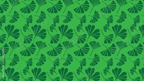 Seamless Ginkgo Leaves Pattern with Botanical Green Foliage Design Background