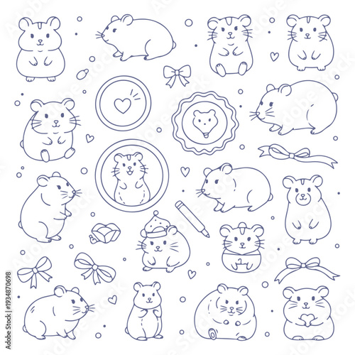 hamsters doodle set vector icon
Vector doodle set on a white background