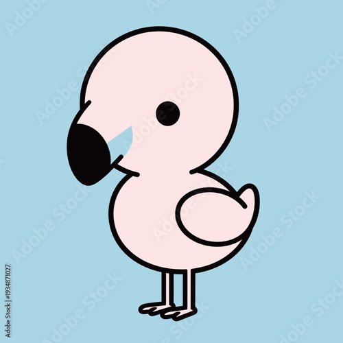 A simple cartoon bird stands still on a blue background with a small tear on its face. The bird appears to show a mix of emotions.
