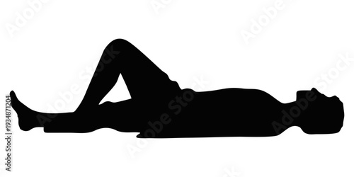 SILHOUETTE OF A SLEEPING PERSON ON A WHITE BACKGROUND