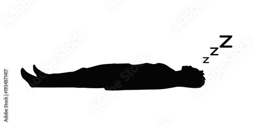 SILHOUETTE OF A SLEEPING PERSON ON A WHITE BACKGROUND