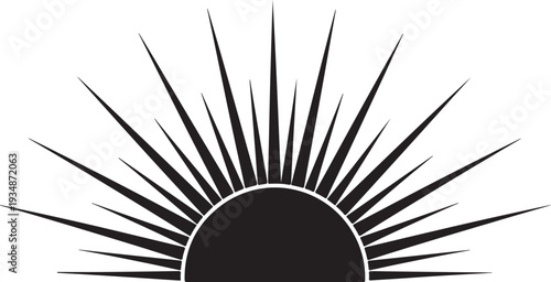 Black and white sunburst graphic design element isolated