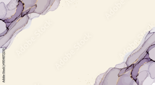 Elegant watercolor abstract background with flowing gold lines on a soft ivory canvas