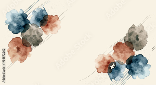 Delicate watercolor floral art with earthy tones and minimalist gold lines, perfect for wallpaper and print design