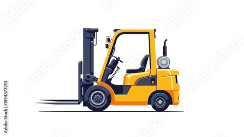 Stock forklift with fork extensions vector illustration for warehouse operations, material handling and industrial logistics