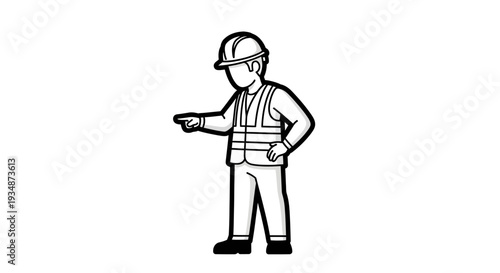 Construction Worker Wearing Hard Hat and Vest 9.