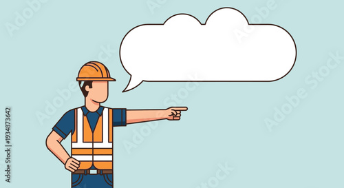 Construction Worker Wearing Hard Hat and Vest 6.