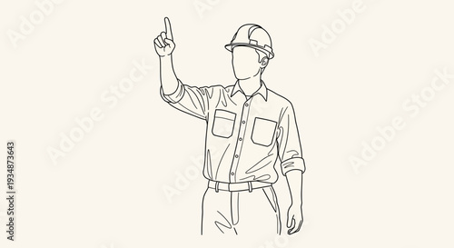 Construction Worker Wearing Hard Hat Pointing 1.