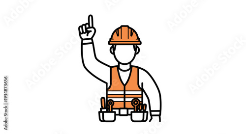 Construction Worker Wearing Orange Safety Vest.