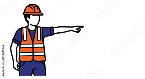 Construction Worker Wearing Safety Vest and Hard Hat 3.