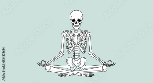 Skeleton Meditating in Lotus Position Illustration 1.
