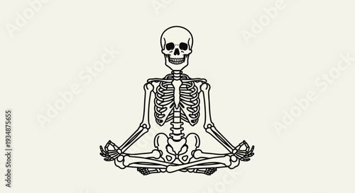 Skeleton Meditating in Lotus Position Illustration.