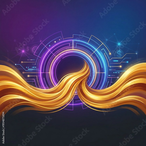 Neon Illustration of Financial Innovation as Digital Portal