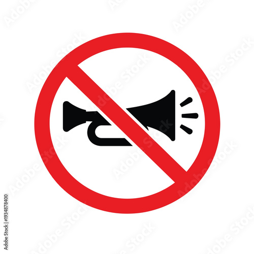 No loudspeaker sign with red circle and line  no noise symbol