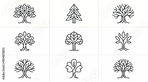 Elegant monoline tree logo collection premium thin delpmaspu_EPS10_Stock.eps