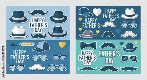 Graphic stickers with essential father elements for celebration and recognition