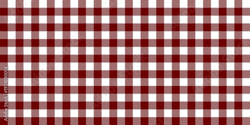 Maroon red gingham checkered pattern with diagonal stripes. Bold seamless plaid background for autumn decor, kitchenware, and traditional textiles.