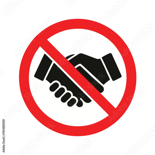 No handshake allowed sign with red circle and line